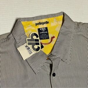 Pelle Pelle Men’s Size 3XL Short Sleeve Button Up Striped Shirt Streetwear Baggy